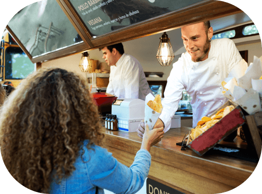 Phone mockup showing a map and social media post